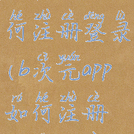 b次元app如何注册登录(b次元app如何注册登录微信)