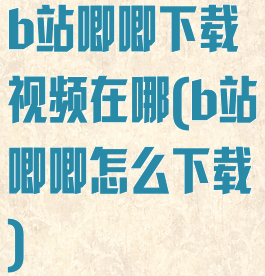 b站唧唧下载视频在哪(b站唧唧怎么下载)