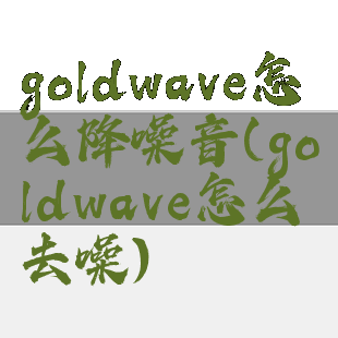 goldwave怎么降噪音(goldwave怎么去噪)