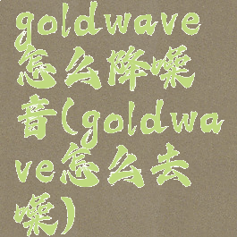 goldwave怎么降噪音(goldwave怎么去噪)