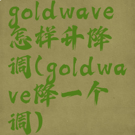 goldwave怎样升降调(goldwave降一个调)