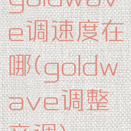 goldwave调速度在哪(goldwave调整音调)