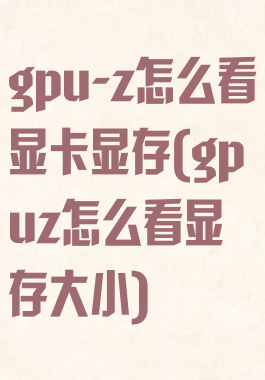 gpu-z怎么看显卡显存(gpuz怎么看显存大小)