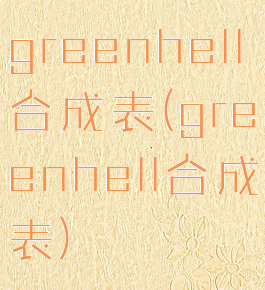 greenhell合成表(greenhell合成表)