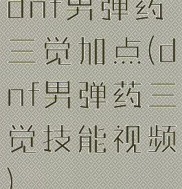 dnf男弹药三觉加点(dnf男弹药三觉技能视频)