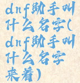 dnf助手叫什么名字(dnf助手叫什么名字来着)