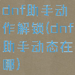dnf助手动作解锁(dnf助手动态在哪)