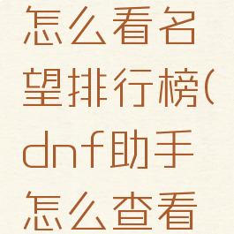 dnf助手怎么看名望排行榜(dnf助手怎么查看名望)