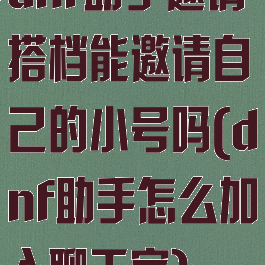 dnf助手邀请搭档能邀请自己的小号吗(dnf助手怎么加入聊天室)