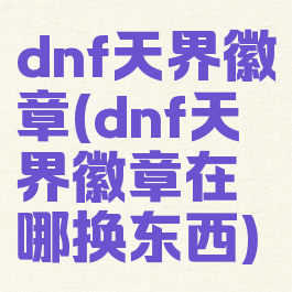 dnf天界徽章(dnf天界徽章在哪换东西)