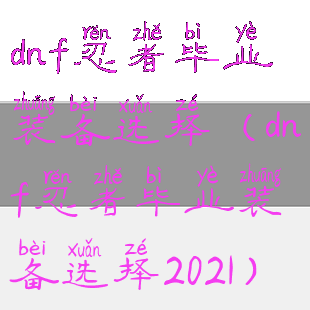dnf忍者毕业装备选择(dnf忍者毕业装备选择2021)