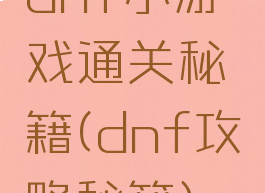 dnf小游戏通关秘籍(dnf攻略秘籍)
