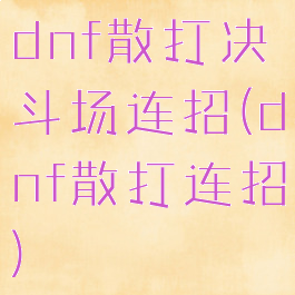 dnf散打决斗场连招(dnf散打连招)