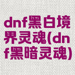 dnf黑白境界灵魂(dnf黑暗灵魂)