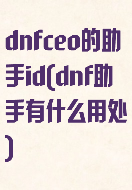 dnfceo的助手id(dnf助手有什么用处)