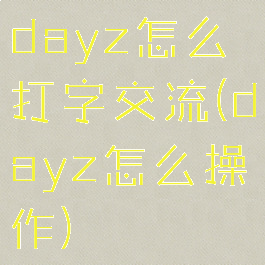 dayz怎么打字交流(dayz怎么操作)
