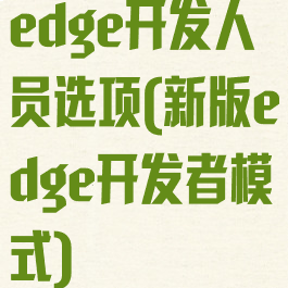 edge开发人员选项(新版edge开发者模式)