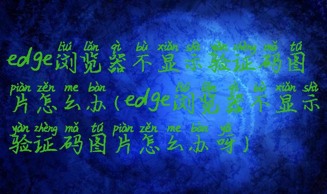 edge浏览器不显示验证码图片怎么办(edge浏览器不显示验证码图片怎么办呀)