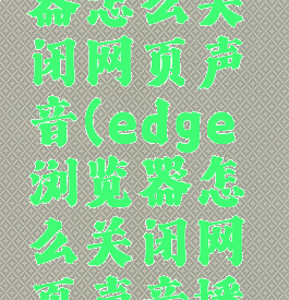 edge浏览器怎么关闭网页声音(edge浏览器怎么关闭网页声音播放)