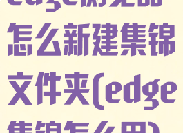 edge浏览器怎么新建集锦文件夹(edge集锦怎么用)