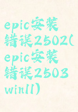 epic安装错误2502(epic安装错误2503win11)