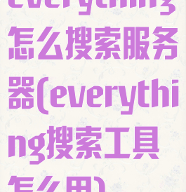 everything怎么搜索服务器(everything搜索工具怎么用)