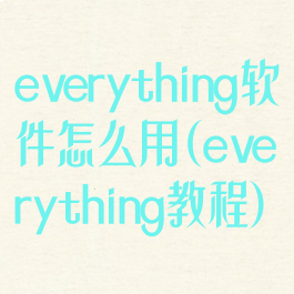 everything软件怎么用(everything教程)