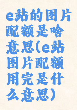 e站的图片配额是啥意思(e站图片配额用完是什么意思)