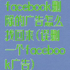 facebook删除的广告怎么找回来(误删一个facebook广告)