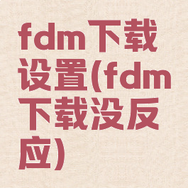 fdm下载设置(fdm下载没反应)