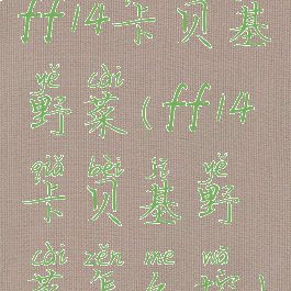 ff14卡贝基野菜(ff14卡贝基野菜怎么挖)