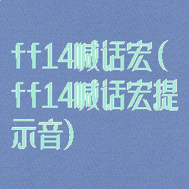 ff14喊话宏(ff14喊话宏提示音)