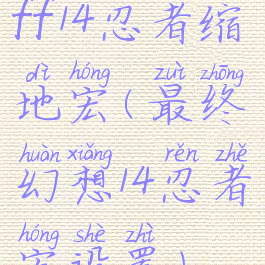 ff14忍者缩地宏(最终幻想14忍者宏设置)