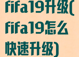 fifa19升级(fifa19怎么快速升级)