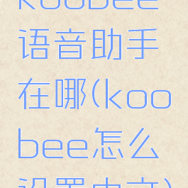koobee语音助手在哪(koobee怎么设置中文)