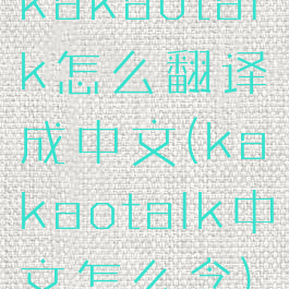 kakaotalk怎么翻译成中文(kakaotalk中文怎么念)