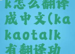 kakaotalk怎么翻译成中文(kakaotalk有翻译功能吗)