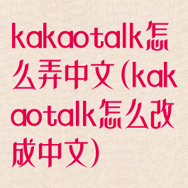kakaotalk怎么弄中文(kakaotalk怎么改成中文)