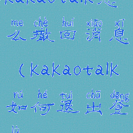 kakaotalk怎么撤回消息(kakaotalk如何退出登录)