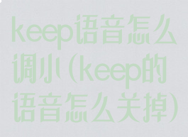 keep语音怎么调小(keep的语音怎么关掉)