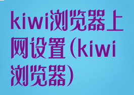 kiwi浏览器上网设置(kiwi浏览器)