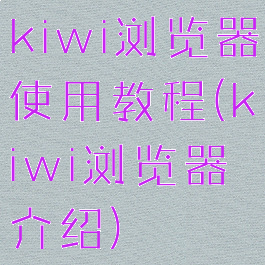 kiwi浏览器使用教程(kiwi浏览器介绍)