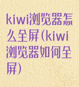kiwi浏览器怎么全屏(kiwi浏览器如何全屏)