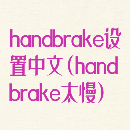handbrake设置中文(handbrake太慢)