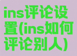 ins评论设置(ins如何评论别人)
