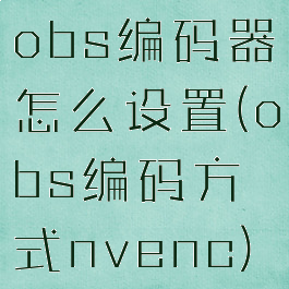 obs编码器怎么设置(obs编码方式nvenc)