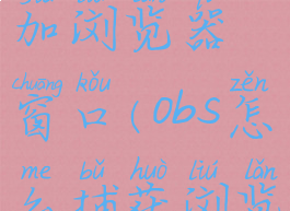 obs怎么添加浏览器窗口(obs怎么捕获浏览器窗口)