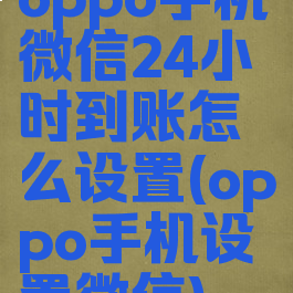 oppo手机微信24小时到账怎么设置(oppo手机设置微信)