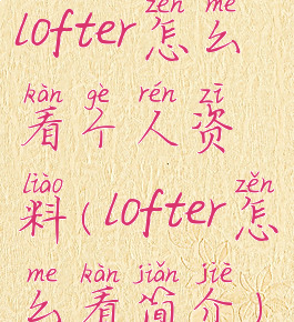 lofter怎么看个人资料(lofter怎么看简介)