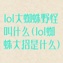 lol大蜘蛛野怪叫什么(lol蜘蛛大招是什么)
